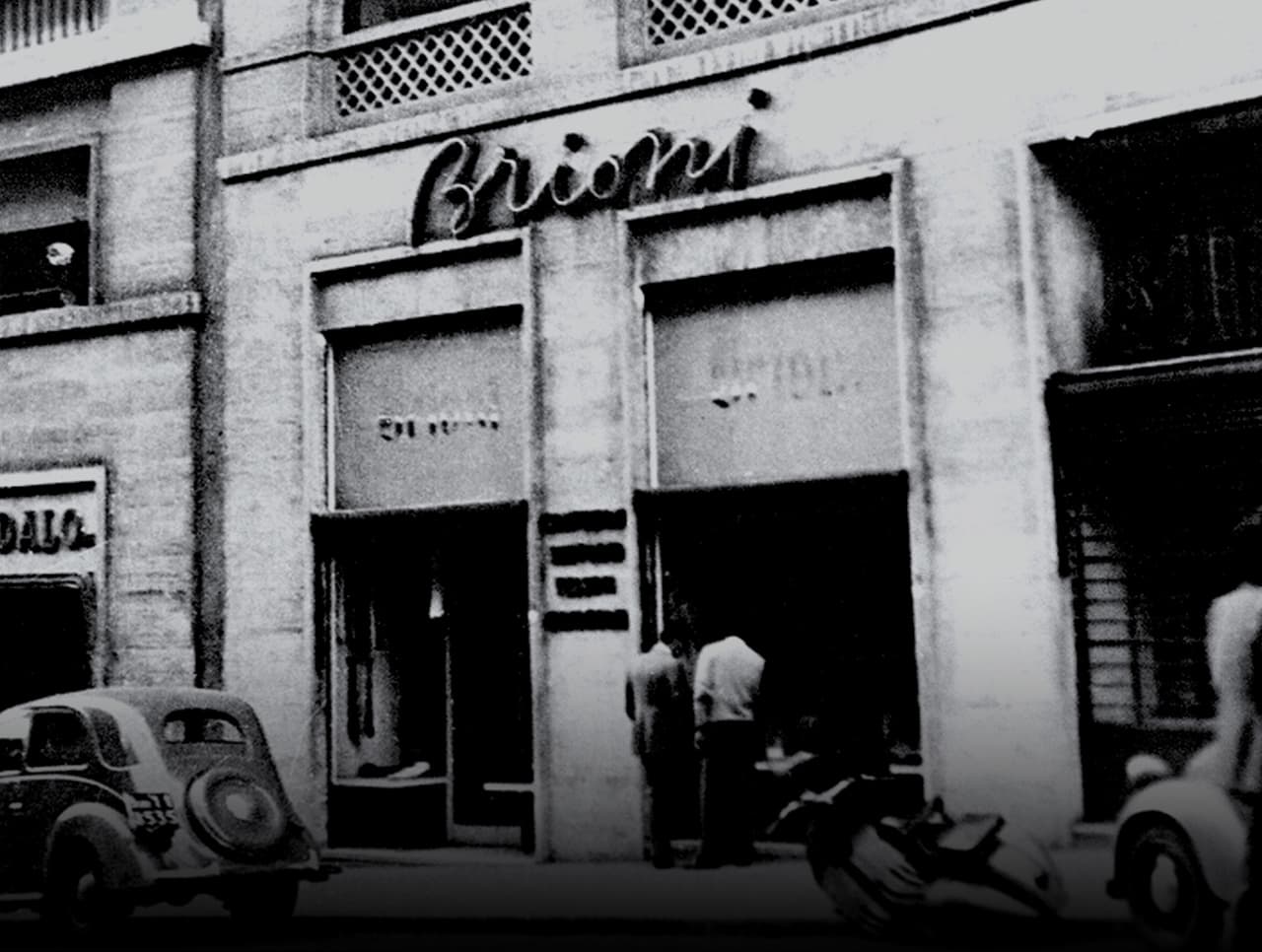 A vintage photo of the first Brioni shop on Via Barberini.